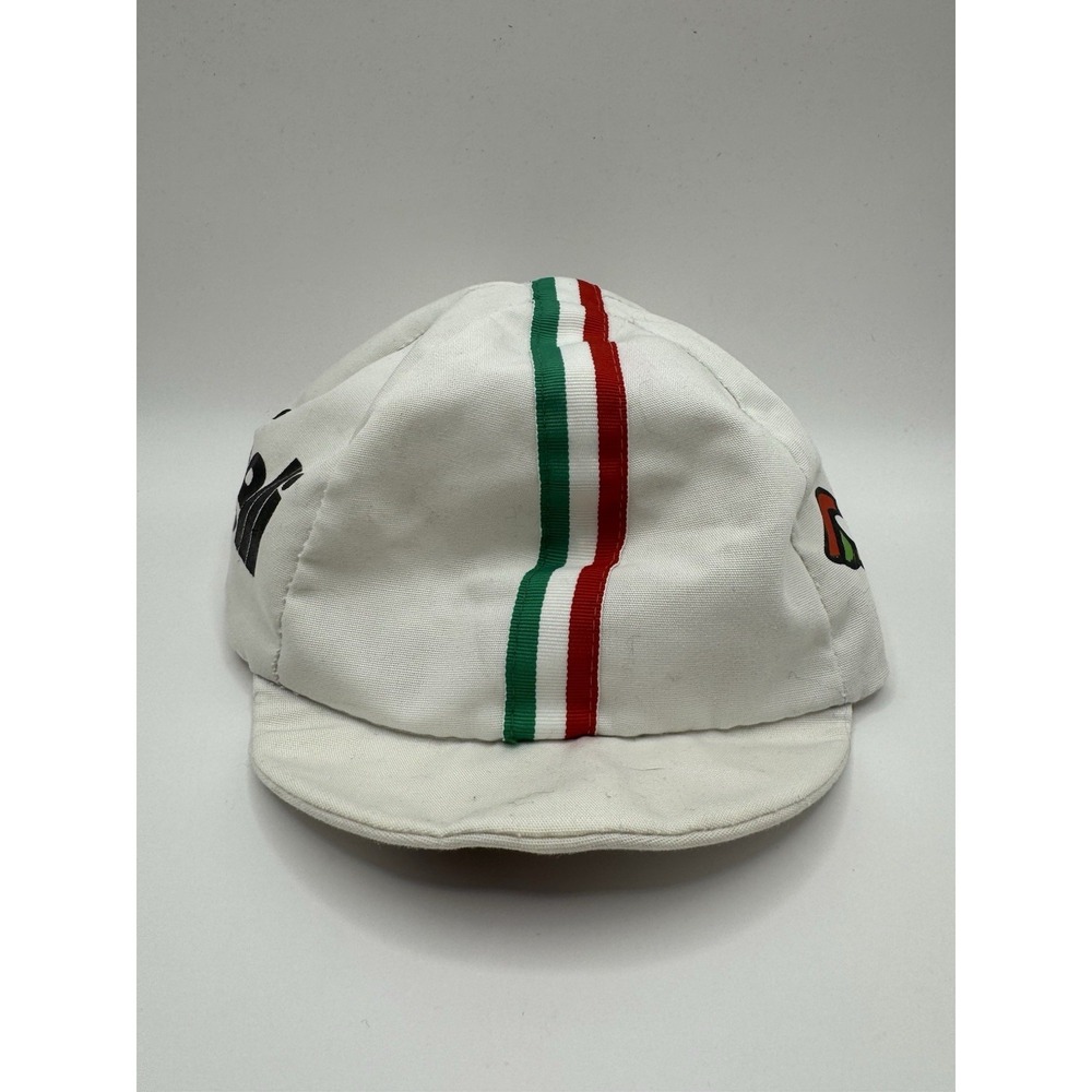 VTG Cinelli Cycling Cap Italy Stripe Made USA Bike Hat White